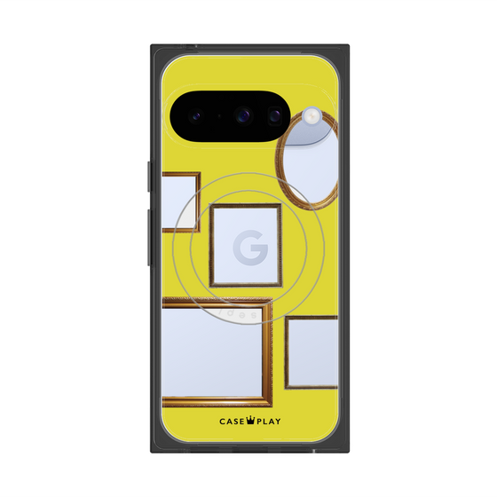 プレミアムスクエアケース with Pixelsnap［ Photo Frames - Yellow ］