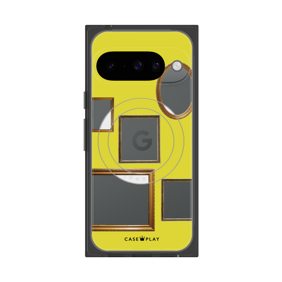 プレミアムスクエアケース with Pixelsnap［ Photo Frames - Yellow ］