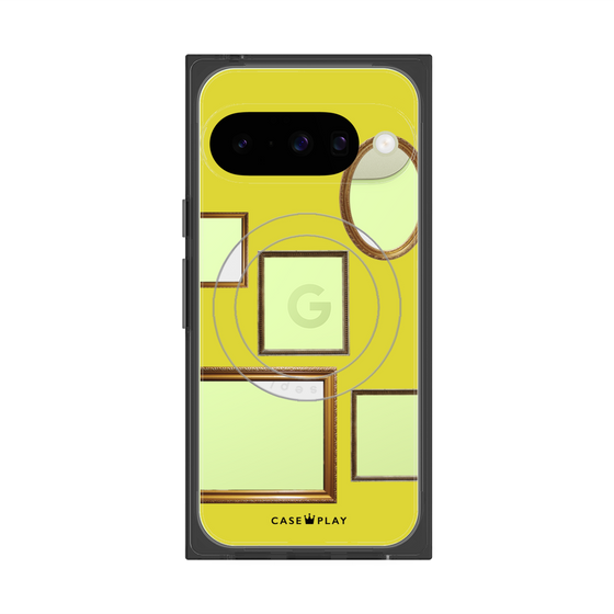 プレミアムスクエアケース with Pixelsnap［ Photo Frames - Yellow ］