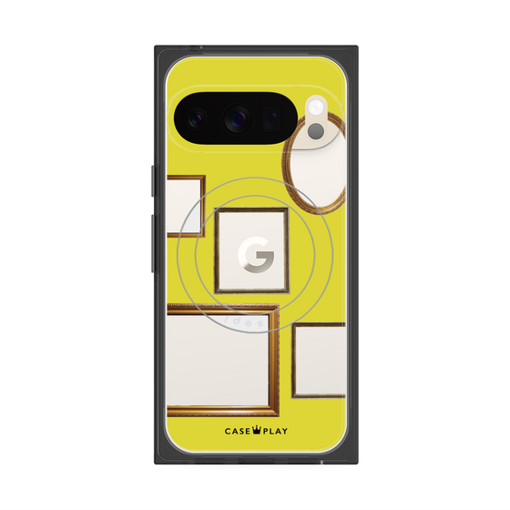 プレミアムスクエアケース with Pixelsnap［ Photo Frames - Yellow ］