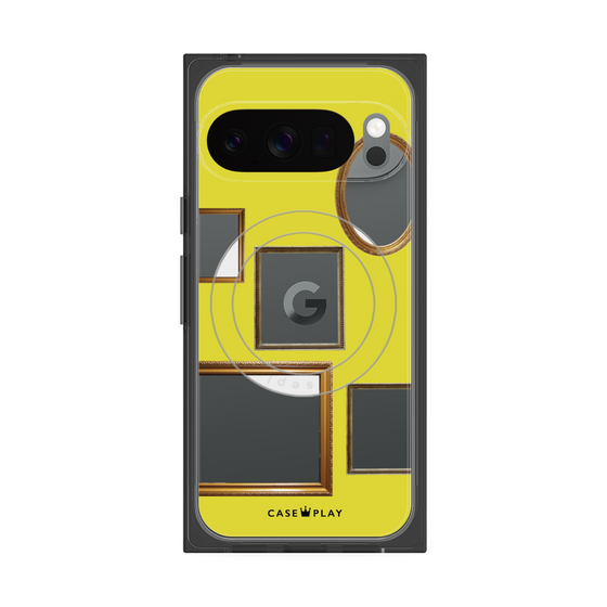 プレミアムスクエアケース with Pixelsnap［ Photo Frames - Yellow ］