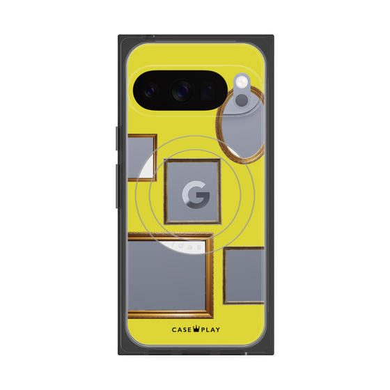 プレミアムスクエアケース with Pixelsnap［ Photo Frames - Yellow ］