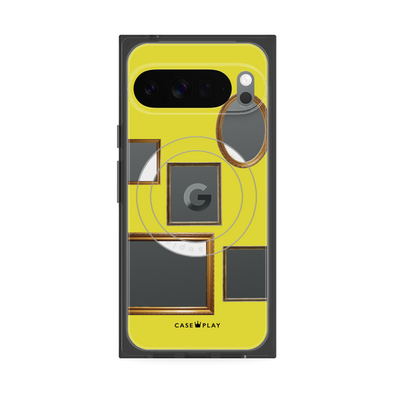 プレミアムスクエアケース with Pixelsnap［ Photo Frames - Yellow ］
