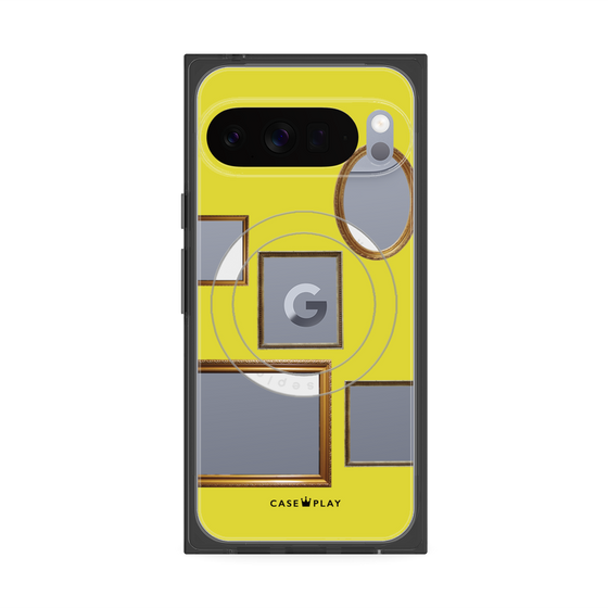 プレミアムスクエアケース with Pixelsnap［ Photo Frames - Yellow ］