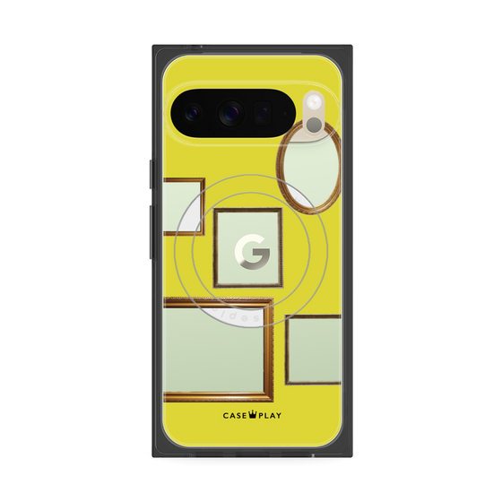 プレミアムスクエアケース with Pixelsnap［ Photo Frames - Yellow ］