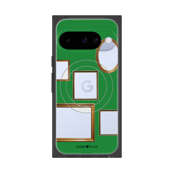 プレミアムスクエアケース with Pixelsnap［ Photo Frames - Green ］