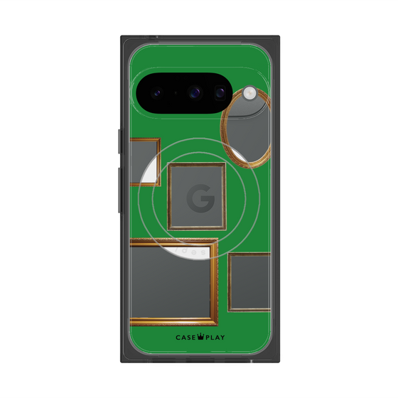 プレミアムスクエアケース with Pixelsnap［ Photo Frames - Green ］