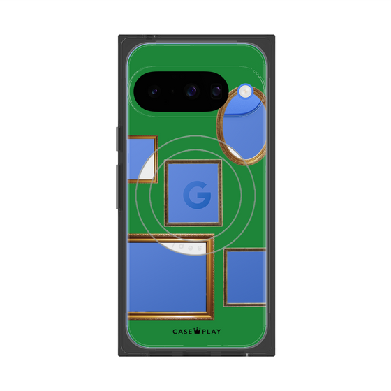 プレミアムスクエアケース with Pixelsnap［ Photo Frames - Green ］