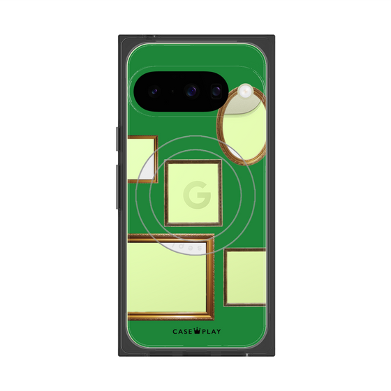 プレミアムスクエアケース with Pixelsnap［ Photo Frames - Green ］