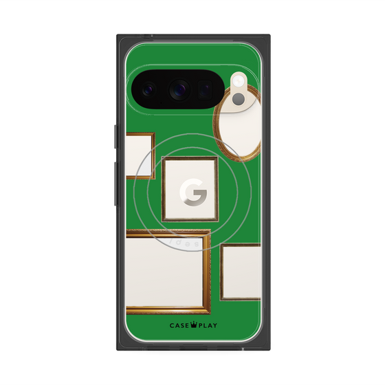 プレミアムスクエアケース with Pixelsnap［ Photo Frames - Green ］