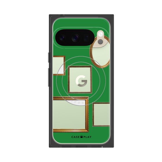 プレミアムスクエアケース with Pixelsnap［ Photo Frames - Green ］
