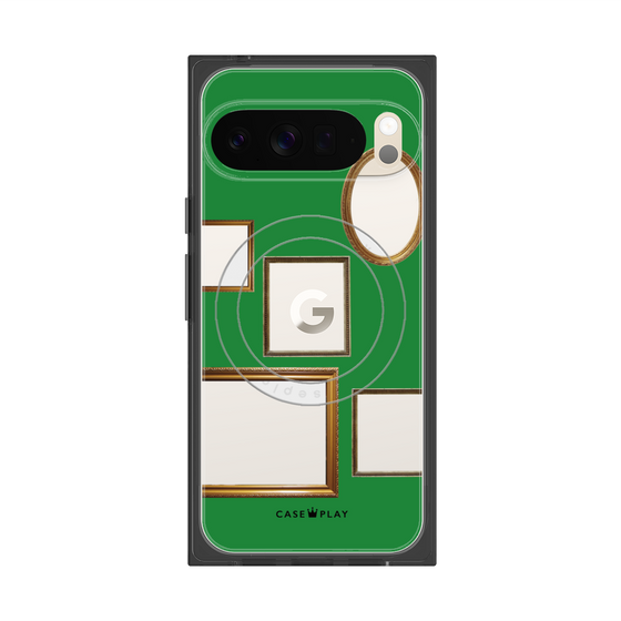 プレミアムスクエアケース with Pixelsnap［ Photo Frames - Green ］
