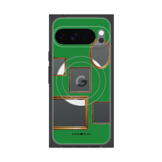 プレミアムスクエアケース with Pixelsnap［ Photo Frames - Green ］