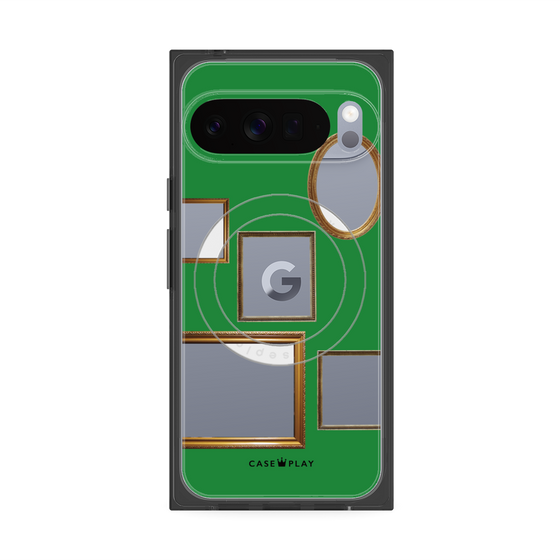 プレミアムスクエアケース with Pixelsnap［ Photo Frames - Green ］