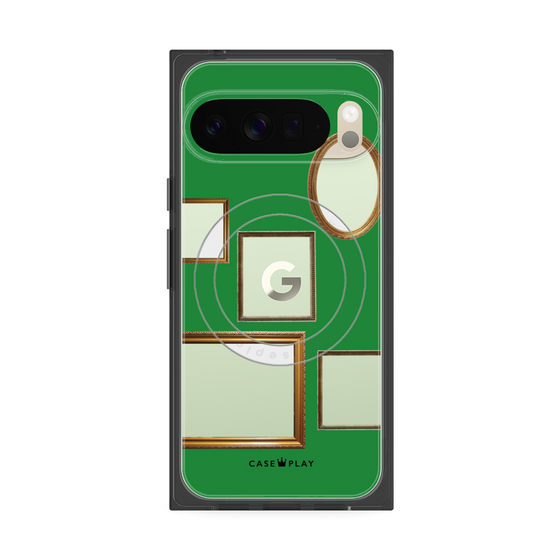 プレミアムスクエアケース with Pixelsnap［ Photo Frames - Green ］