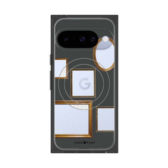 プレミアムスクエアケース with Pixelsnap［ Photo Frames - Gray ］