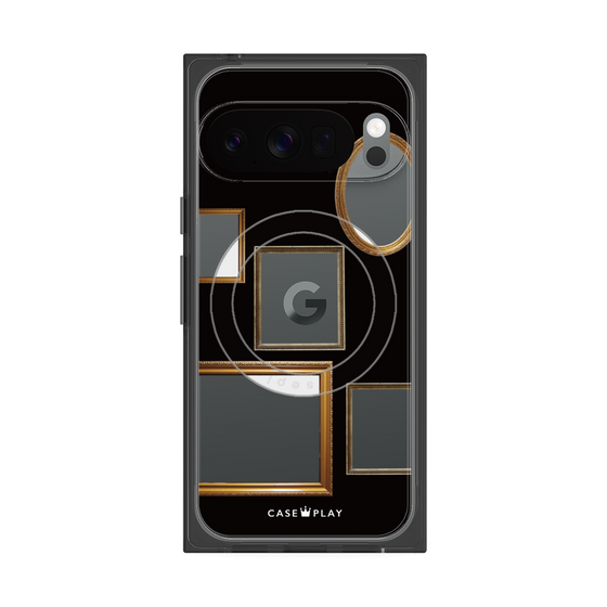 プレミアムスクエアケース with Pixelsnap［ Photo Frames - Black ］