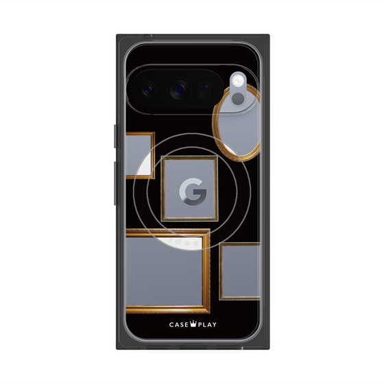 プレミアムスクエアケース with Pixelsnap［ Photo Frames - Black ］
