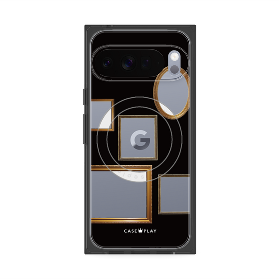 プレミアムスクエアケース with Pixelsnap［ Photo Frames - Black ］