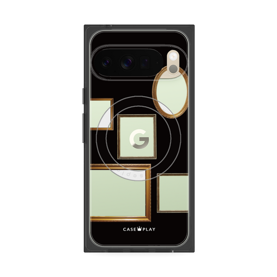 プレミアムスクエアケース with Pixelsnap［ Photo Frames - Black ］