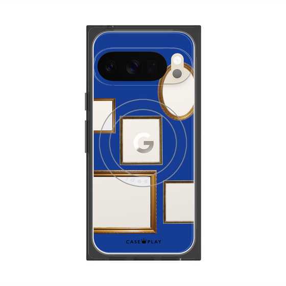 プレミアムスクエアケース with Pixelsnap［ Photo Frames - Blue ］