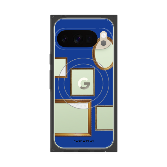 プレミアムスクエアケース with Pixelsnap［ Photo Frames - Blue ］