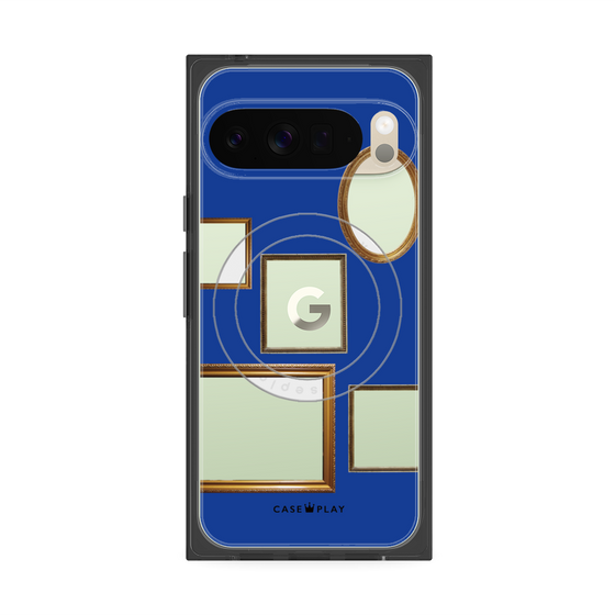 プレミアムスクエアケース with Pixelsnap［ Photo Frames - Blue ］