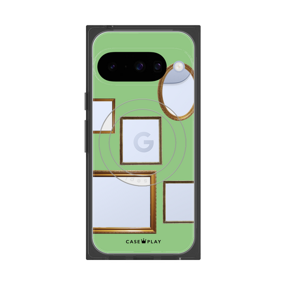 プレミアムスクエアケース with Pixelsnap［ Photo Frames - Light Green ］