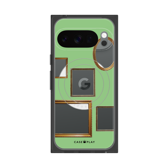 プレミアムスクエアケース with Pixelsnap［ Photo Frames - Light Green ］