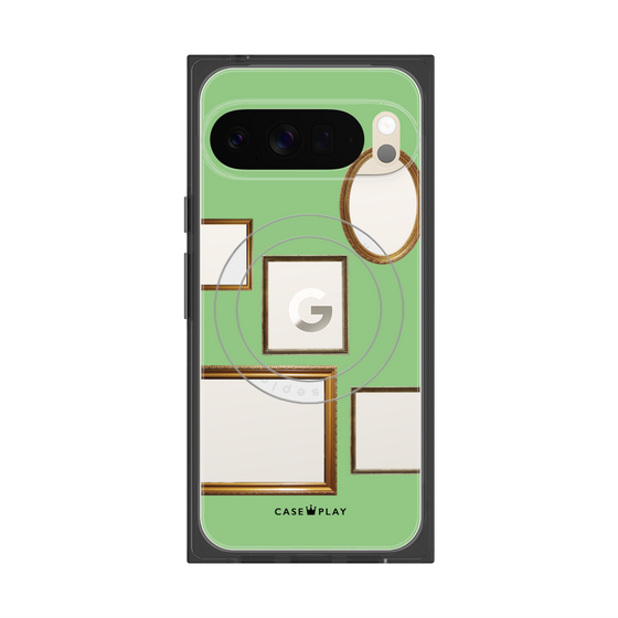 プレミアムスクエアケース with Pixelsnap［ Photo Frames - Light Green ］