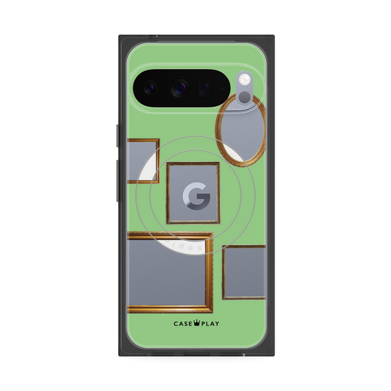 プレミアムスクエアケース with Pixelsnap［ Photo Frames - Light Green ］
