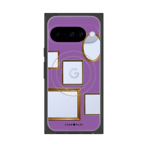 プレミアムスクエアケース with Pixelsnap［ Photo Frames - Purple ］