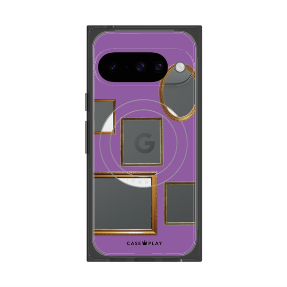 プレミアムスクエアケース with Pixelsnap［ Photo Frames - Purple ］