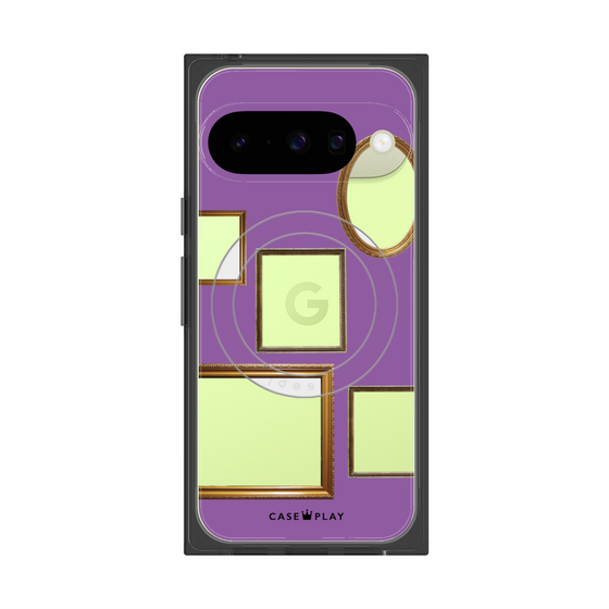 プレミアムスクエアケース with Pixelsnap［ Photo Frames - Purple ］