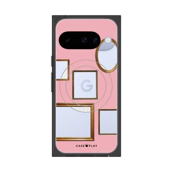 プレミアムスクエアケース with Pixelsnap［ Photo Frames - Pink ］