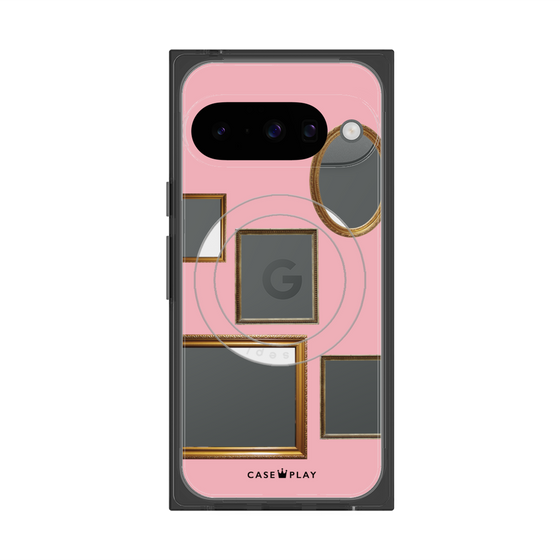 プレミアムスクエアケース with Pixelsnap［ Photo Frames - Pink ］