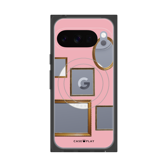 プレミアムスクエアケース with Pixelsnap［ Photo Frames - Pink ］