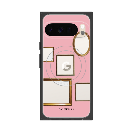 プレミアムスクエアケース with Pixelsnap［ Photo Frames - Pink ］