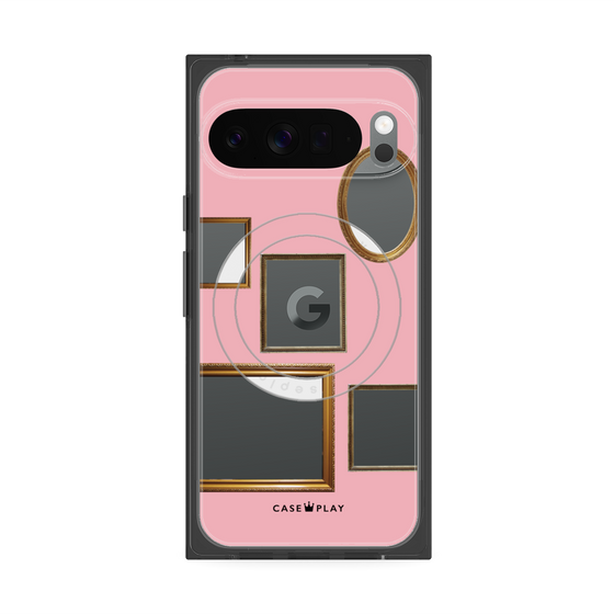 プレミアムスクエアケース with Pixelsnap［ Photo Frames - Pink ］
