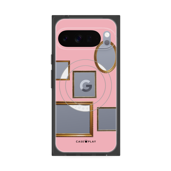 プレミアムスクエアケース with Pixelsnap［ Photo Frames - Pink ］