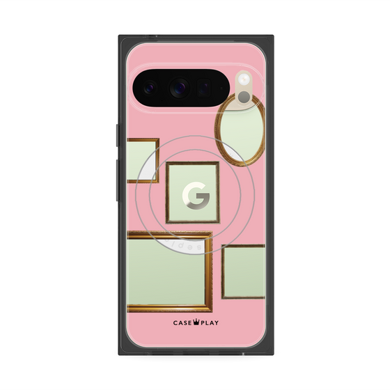 プレミアムスクエアケース with Pixelsnap［ Photo Frames - Pink ］