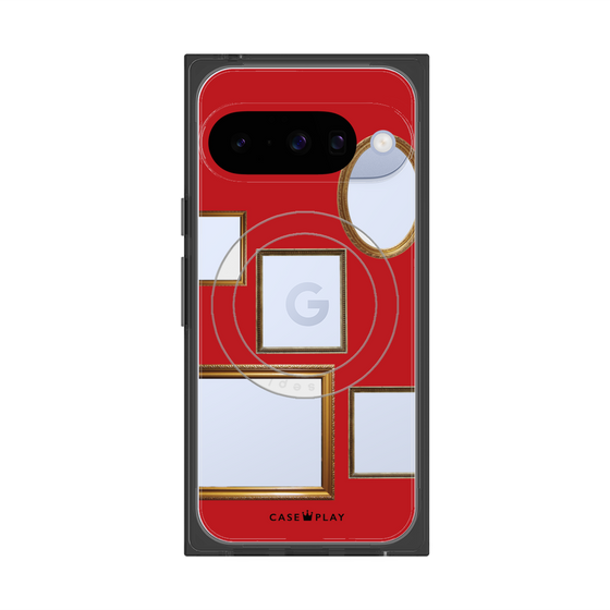 プレミアムスクエアケース with Pixelsnap［ Photo Frames - Red ］