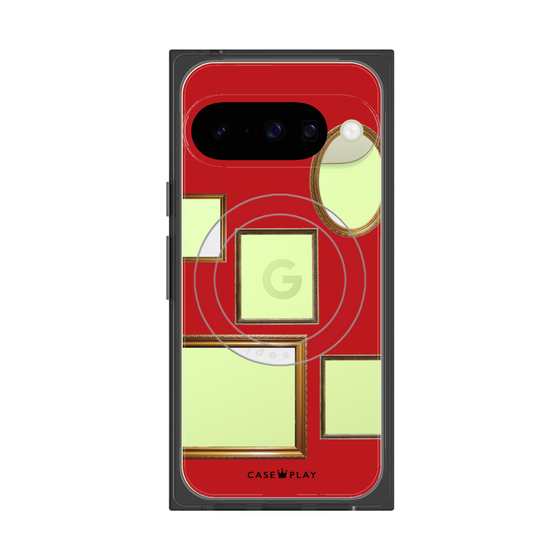 プレミアムスクエアケース with Pixelsnap［ Photo Frames - Red ］