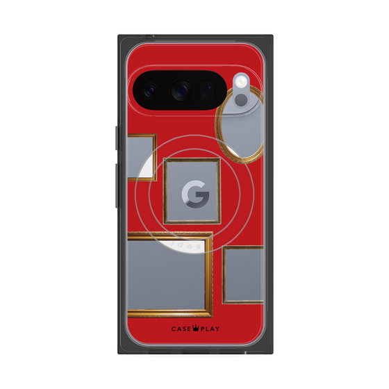 プレミアムスクエアケース with Pixelsnap［ Photo Frames - Red ］