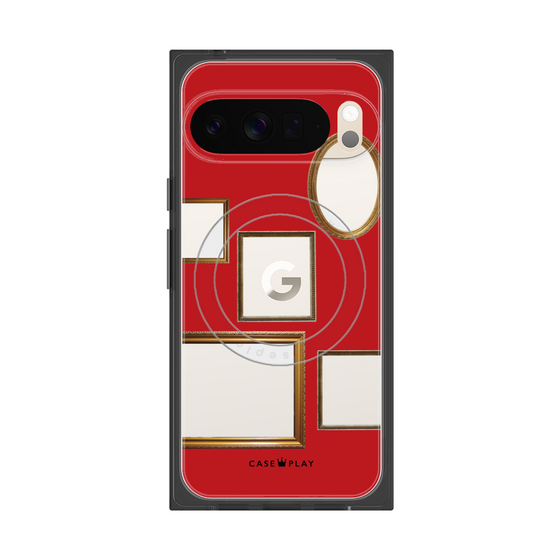 プレミアムスクエアケース with Pixelsnap［ Photo Frames - Red ］