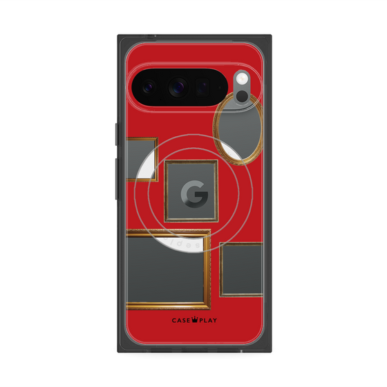 プレミアムスクエアケース with Pixelsnap［ Photo Frames - Red ］