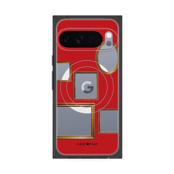 プレミアムスクエアケース with Pixelsnap［ Photo Frames - Red ］