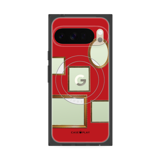 プレミアムスクエアケース with Pixelsnap［ Photo Frames - Red ］