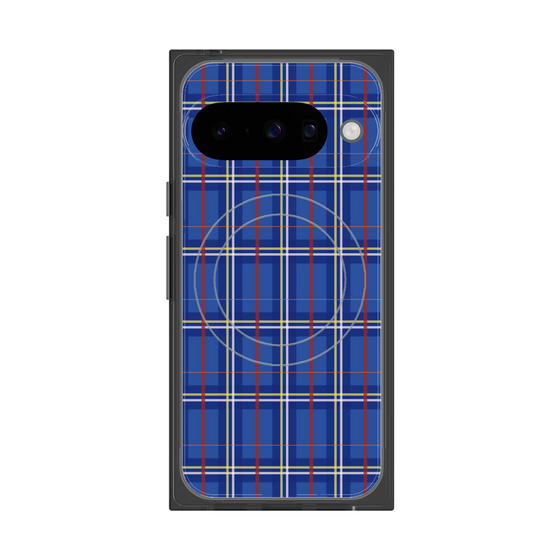 プレミアムスクエアケース with Pixelsnap［ Tartan Check - Blue ］