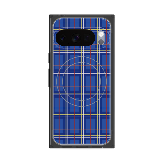 プレミアムスクエアケース with Pixelsnap［ Tartan Check - Blue ］